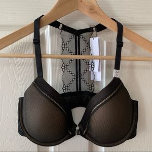 NWT Calvin Klein Lace Racerback Lightly Lined Front Closure Demi Bra